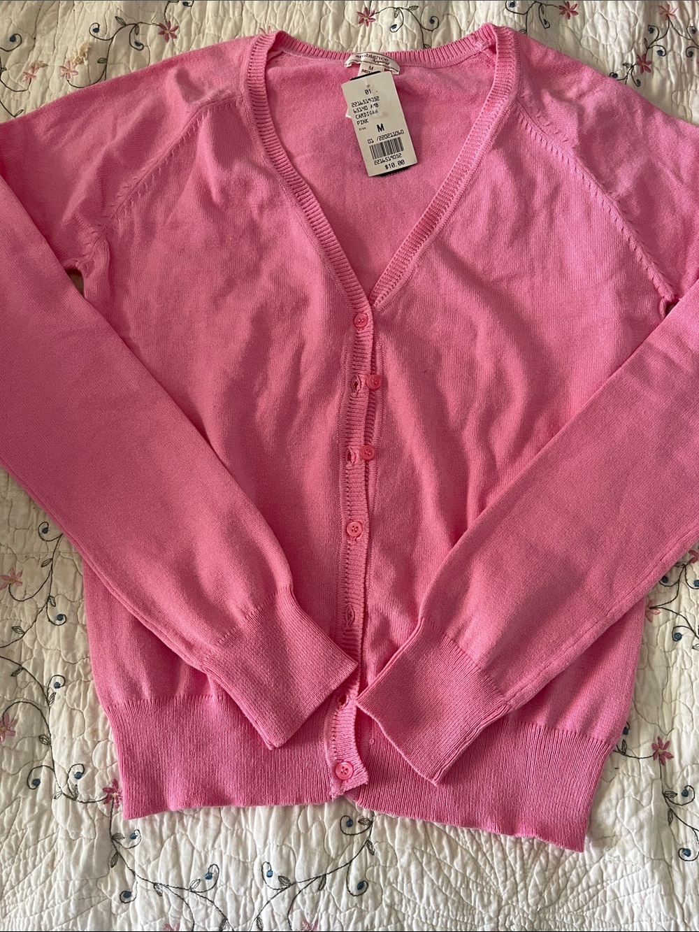Rhapsody Pink V-Neck Button Cardigan